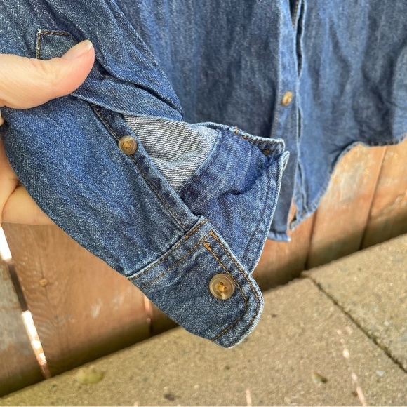 WRANGLER Boys Classic Blue Denim Shirt Long Sleeve Button Down Size 14 XL - Picture 4 of 10